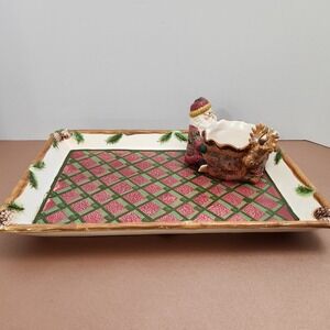 GKAO CHRISTMAS CHIP AND DIP TRAY Woodland Style 14" x 10" *See Pics